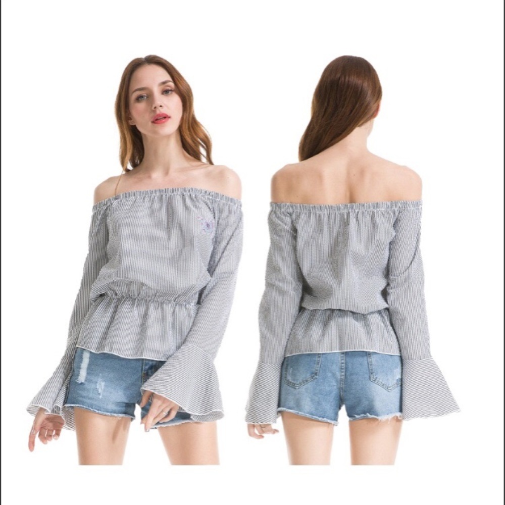 Bell sleeve off-shoulder top
